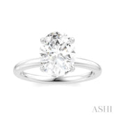 1/20 Ctw Oval Shape Round Cut Diamond Semi-Mount Engagement Ring in 14K White Gold